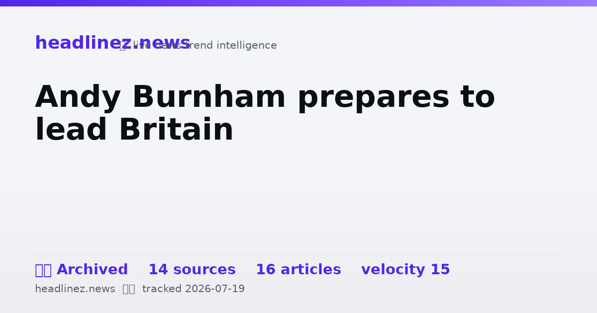 Visual summary for Andy Burnham prepares to lead Britain