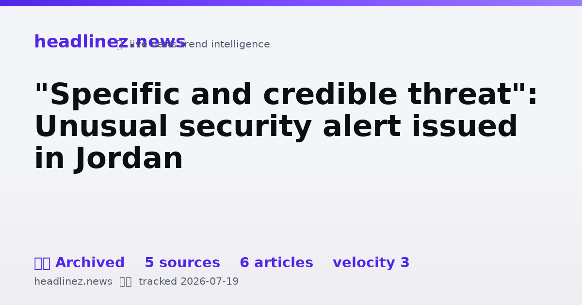 Visual summary for "Specific and credible threat": Unusual security alert issued in Jordan