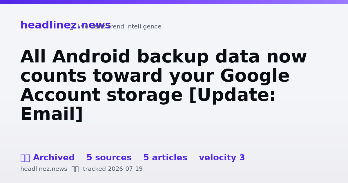 Visual summary for All Android backup data now counts toward your Google Account storage [Update: Email]