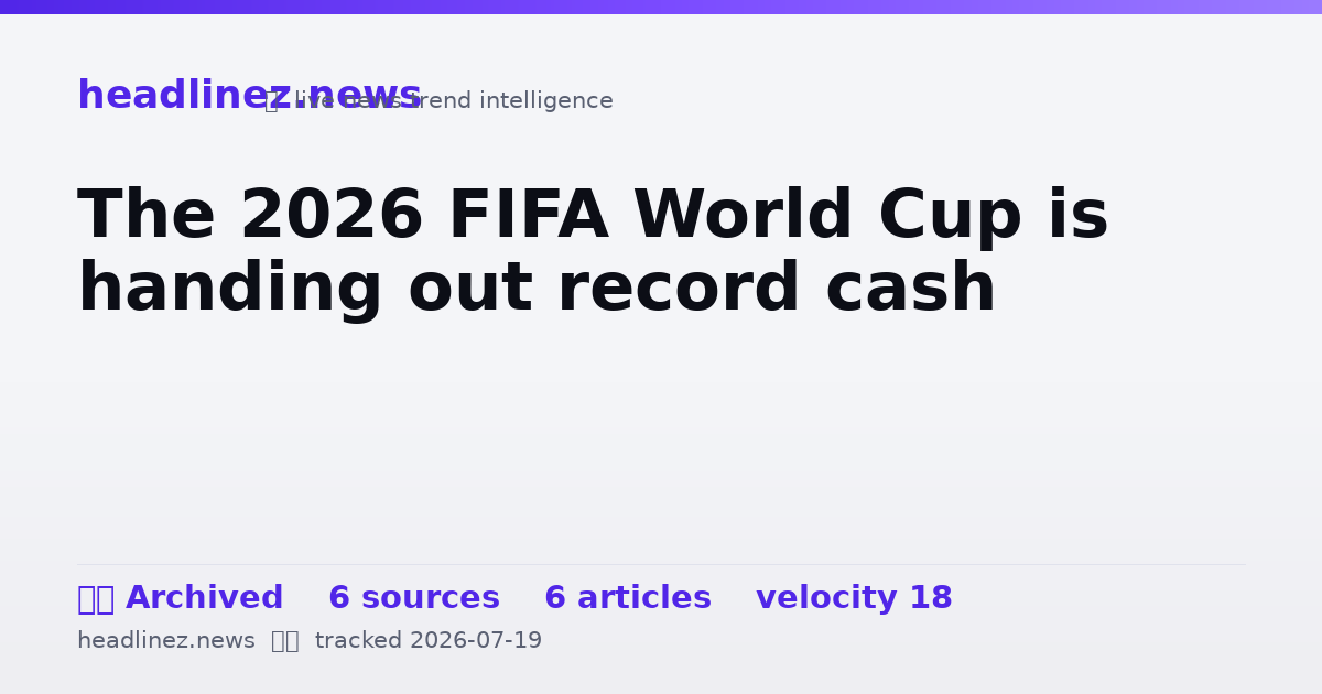 Visual summary for The 2026 FIFA World Cup is handing out record cash