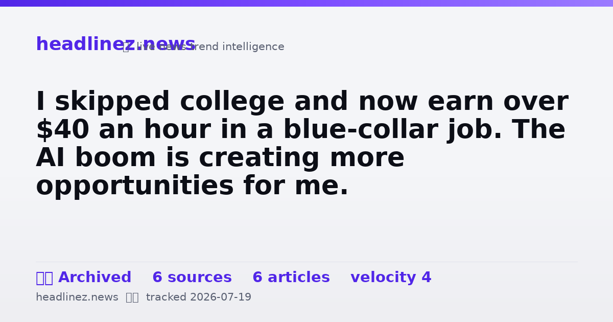 Visual summary for I skipped college and now earn over $40 an hour in a blue-collar job. The AI boom is creating more opportunities for me.