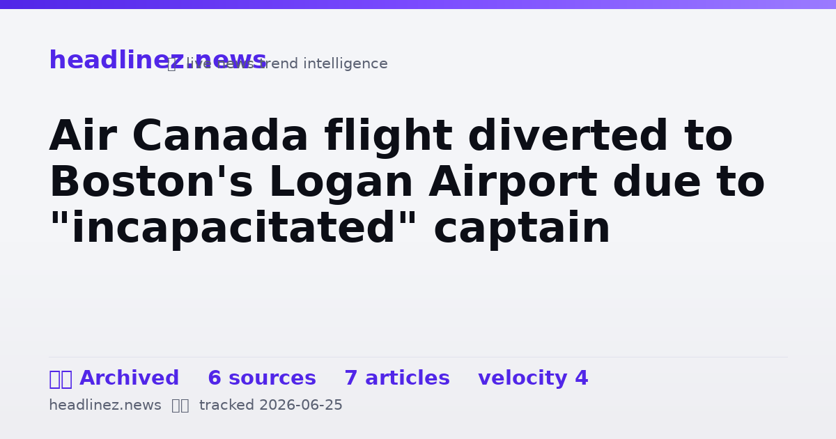 Visual summary for Air Canada flight diverted to Boston's Logan Airport due to "incapacitated" captain