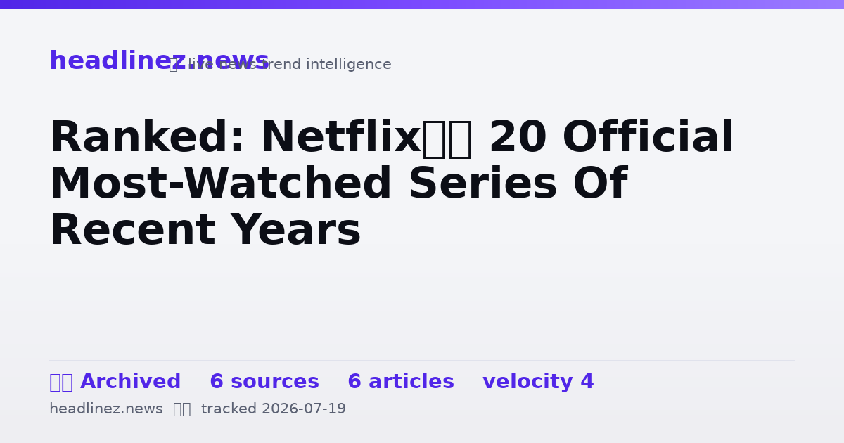 Visual summary for Ranked: Netflix’s 20 Official Most-Watched Series Of Recent Years