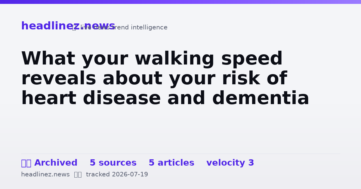 Visual summary for What your walking speed reveals about your risk of heart disease and dementia