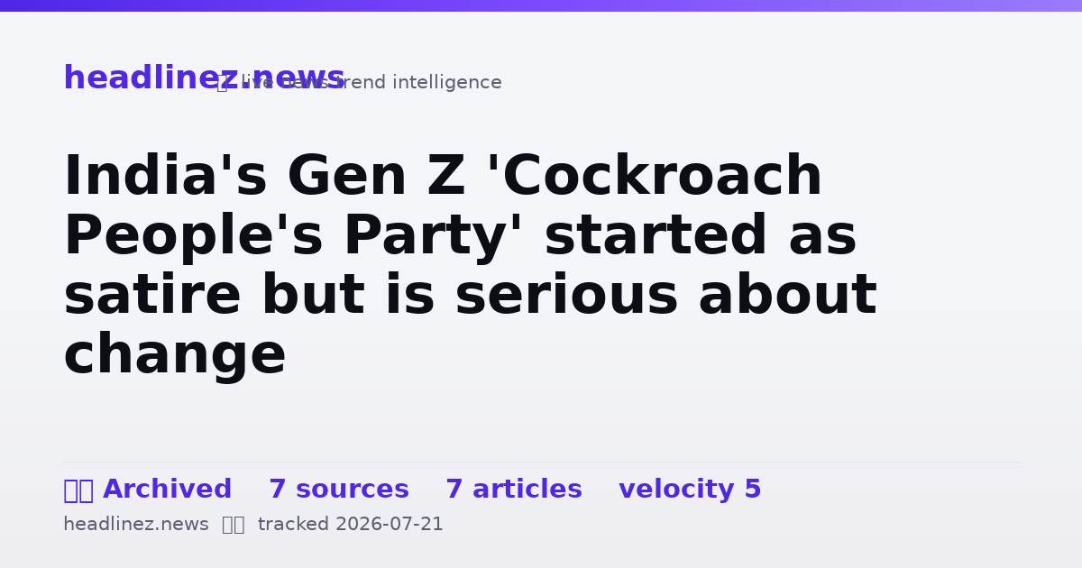 Visual summary for India's Gen Z 'Cockroach People's Party' started as satire but is serious about change