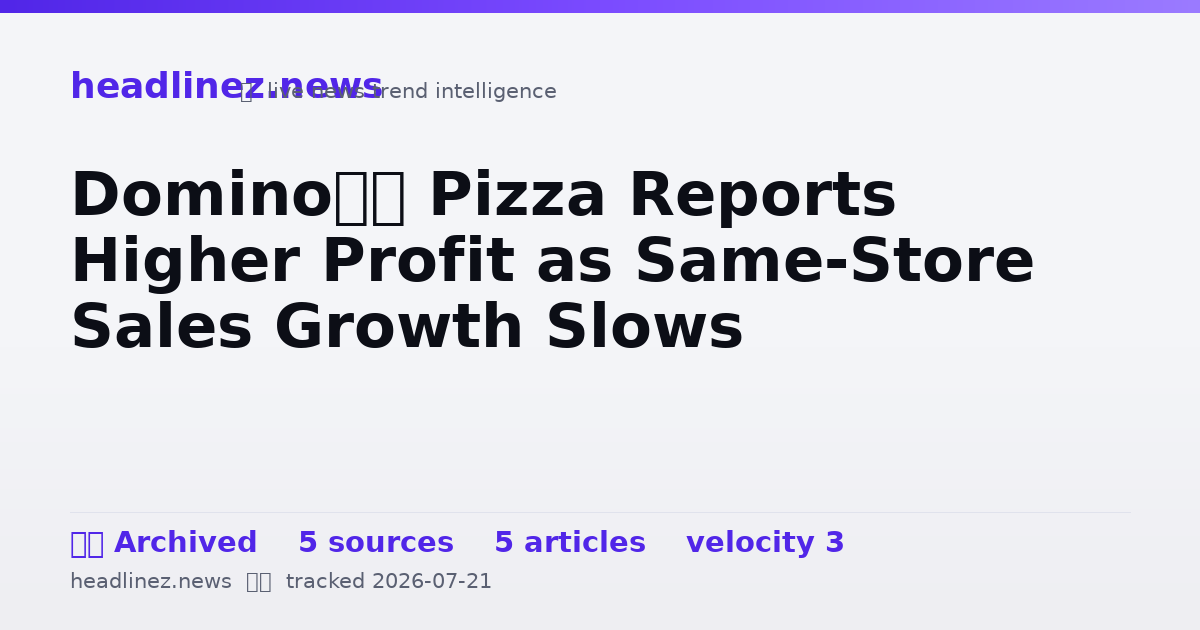 Visual summary for Domino’s Pizza Reports Higher Profit as Same-Store Sales Growth Slows