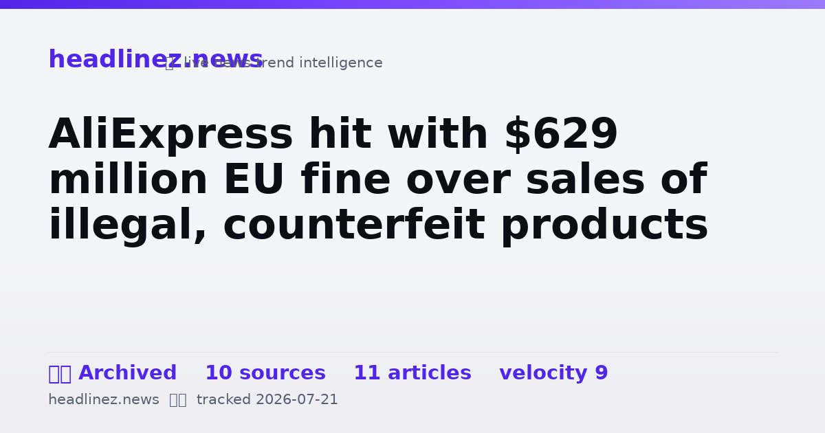 Visual summary for AliExpress hit with $629 million EU fine over sales of illegal, counterfeit products