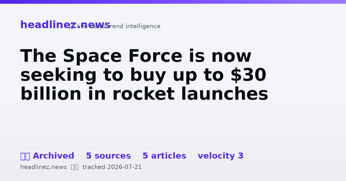 Visual summary for The Space Force is now seeking to buy up to $30 billion in rocket launches