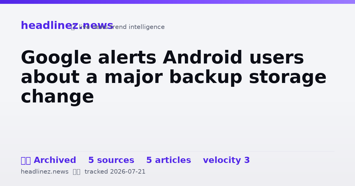 Visual summary for Google alerts Android users about a major backup storage change