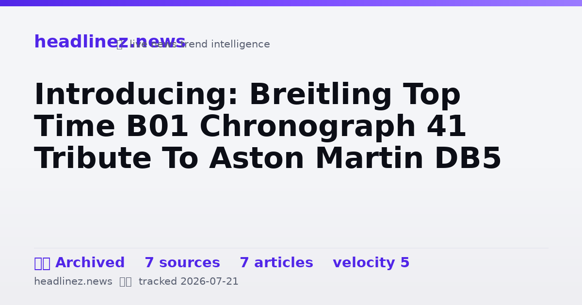 Visual summary for Introducing: Breitling Top Time B01 Chronograph 41 Tribute To Aston Martin DB5