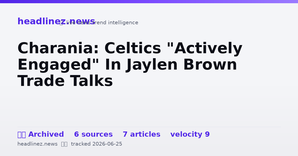 Visual summary for Charania: Celtics "Actively Engaged" In Jaylen Brown Trade Talks