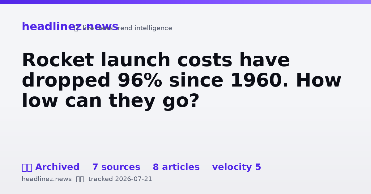 Visual summary for Rocket launch costs have dropped 96% since 1960. How low can they go?