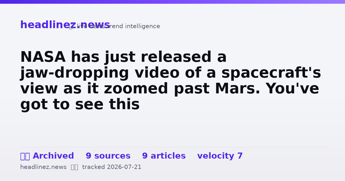 Visual summary for NASA has just released a jaw-dropping video of a spacecraft's view as it zoomed past Mars. You've got to see this
