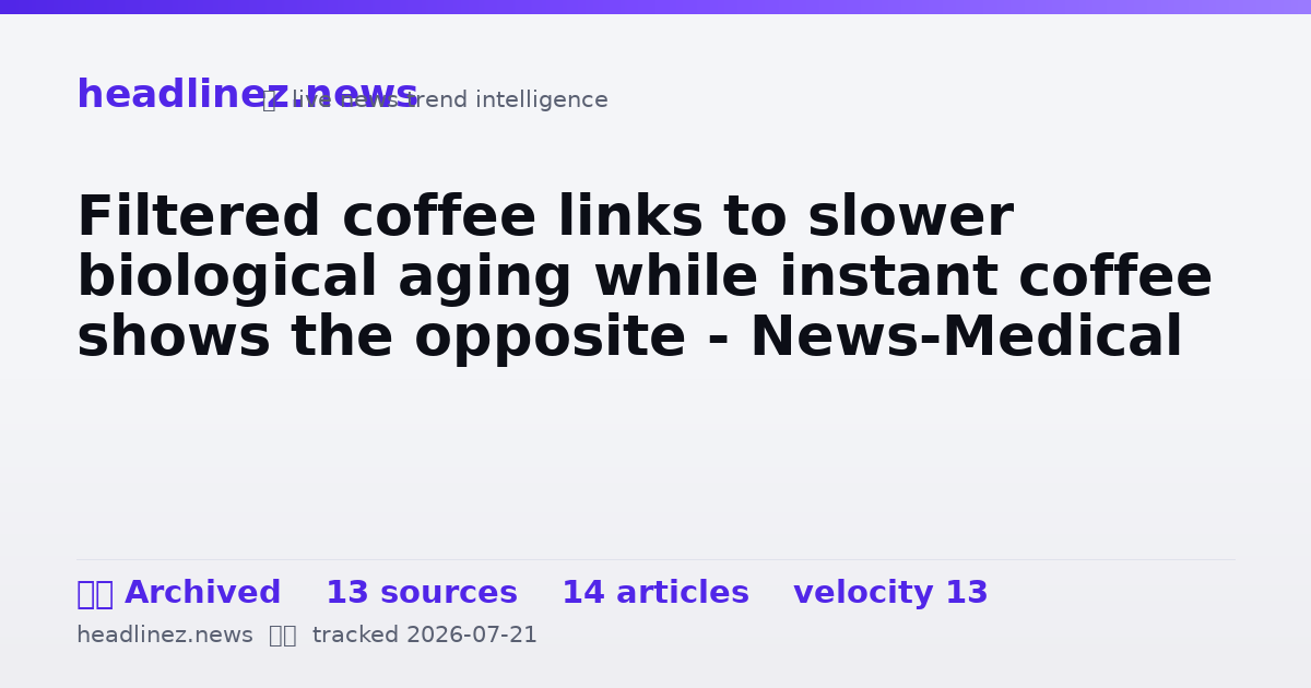 Visual summary for Filtered coffee links to slower biological aging while instant coffee shows the opposite - News-Medical
