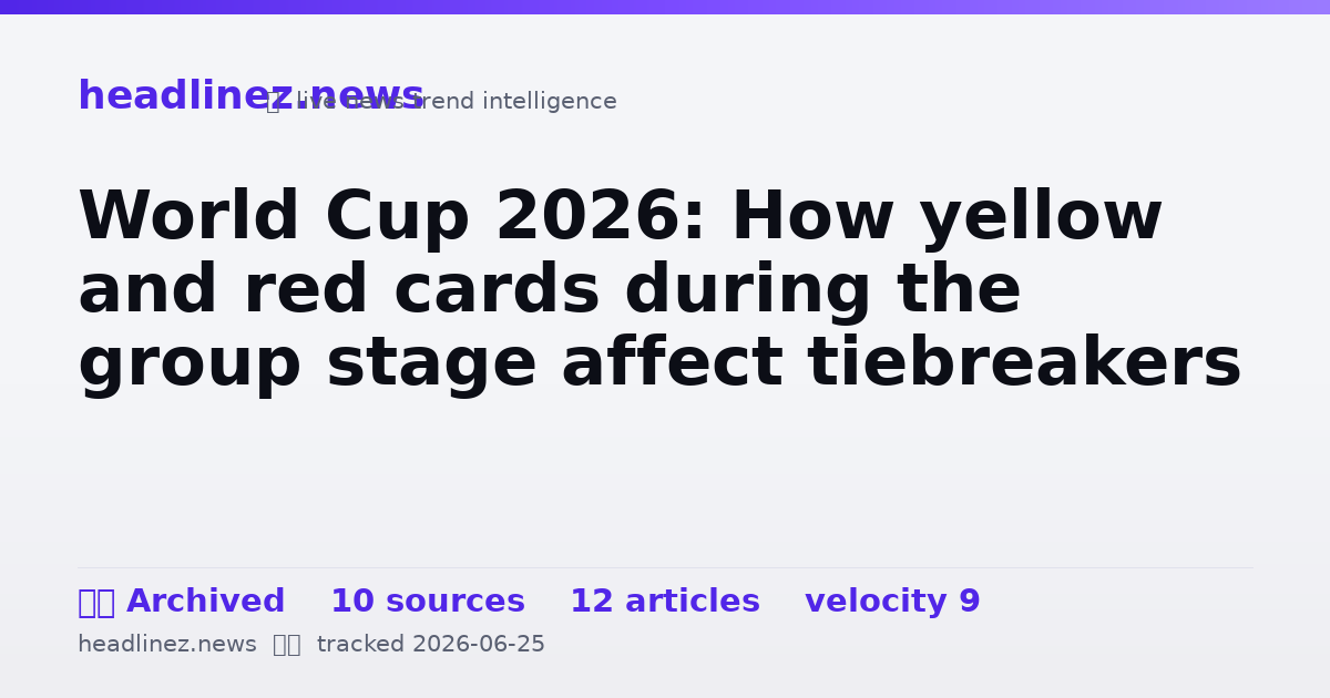 Visual summary for World Cup 2026: How yellow and red cards during the group stage affect tiebreakers