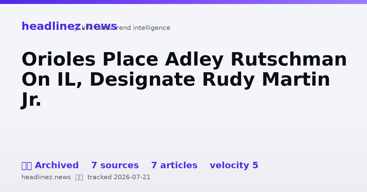 Visual summary for Orioles Place Adley Rutschman On IL, Designate Rudy Martin Jr.