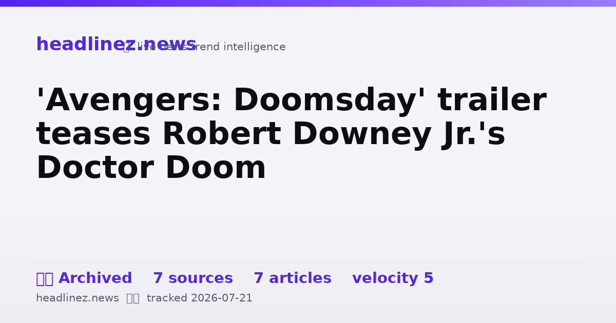 Visual summary for 'Avengers: Doomsday' trailer teases Robert Downey Jr.'s Doctor Doom