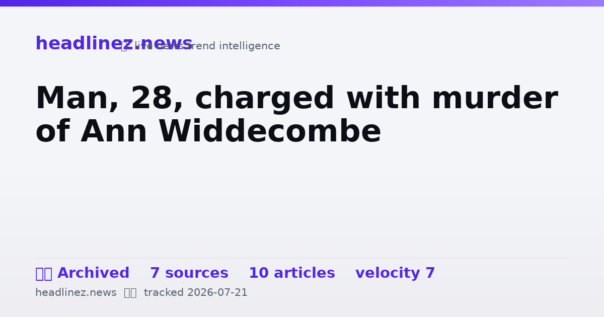 Visual summary for Man, 28, charged with murder of Ann Widdecombe