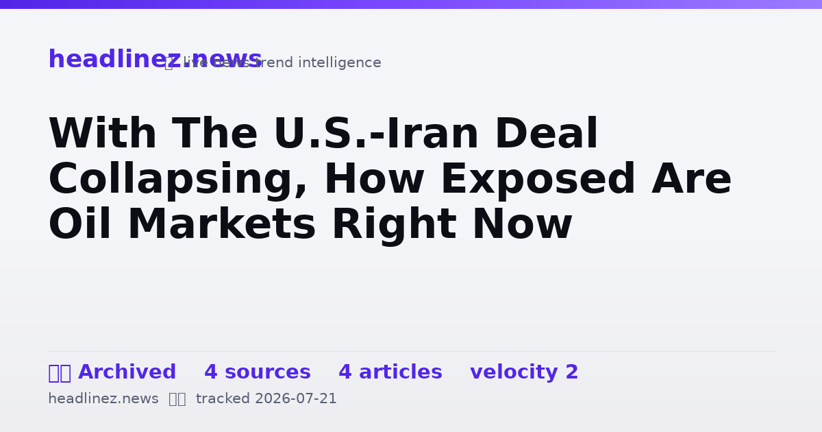 Visual summary for With The U.S.-Iran Deal Collapsing, How Exposed Are Oil Markets Right Now