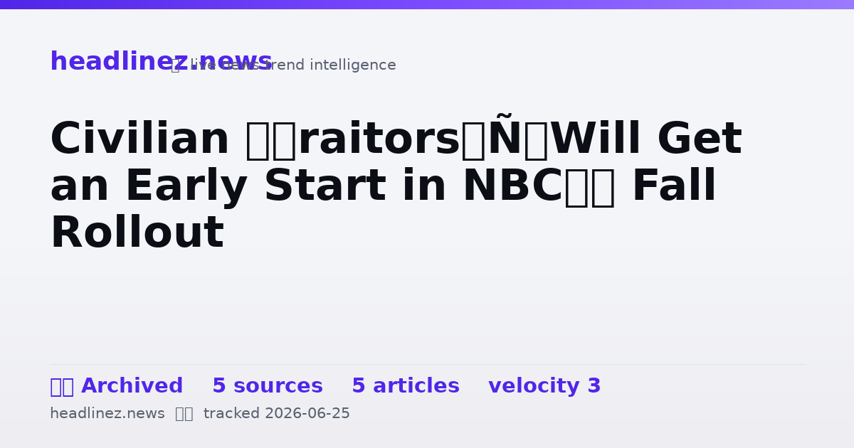 Visual summary for Civilian ‘Traitors’ Will Get an Early Start in NBC’s Fall Rollout