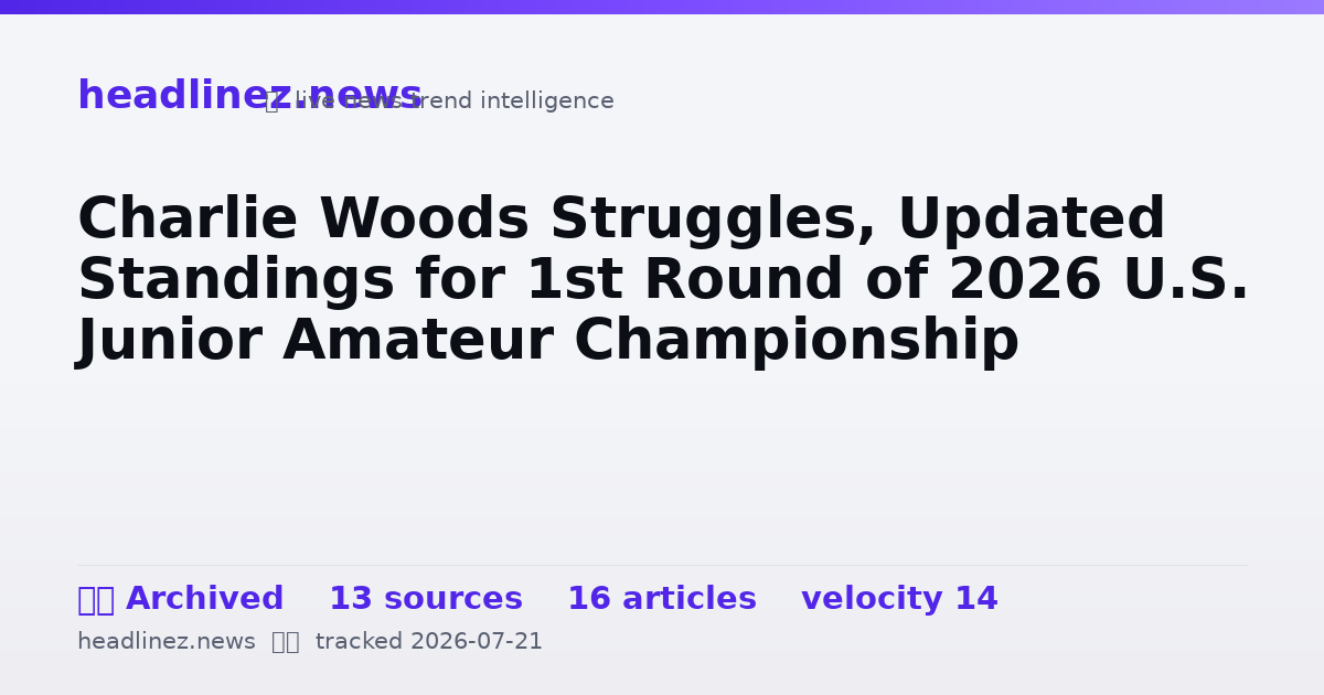 Visual summary for Charlie Woods Struggles, Updated Standings for 1st Round of 2026 U.S. Junior Amateur Championship