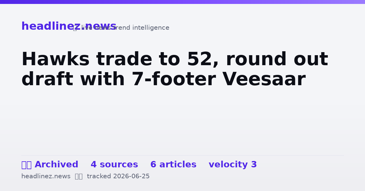 Visual summary for Hawks trade to 52, round out draft with 7-footer Veesaar