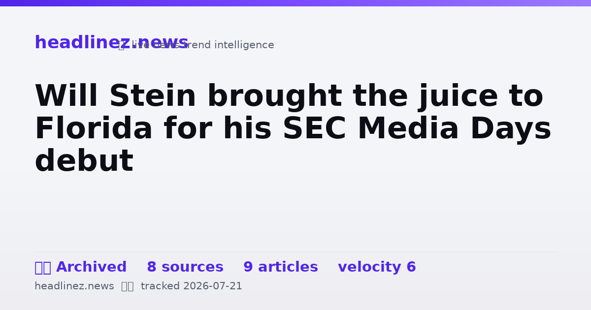 Visual summary for Will Stein brought the juice to Florida for his SEC Media Days debut