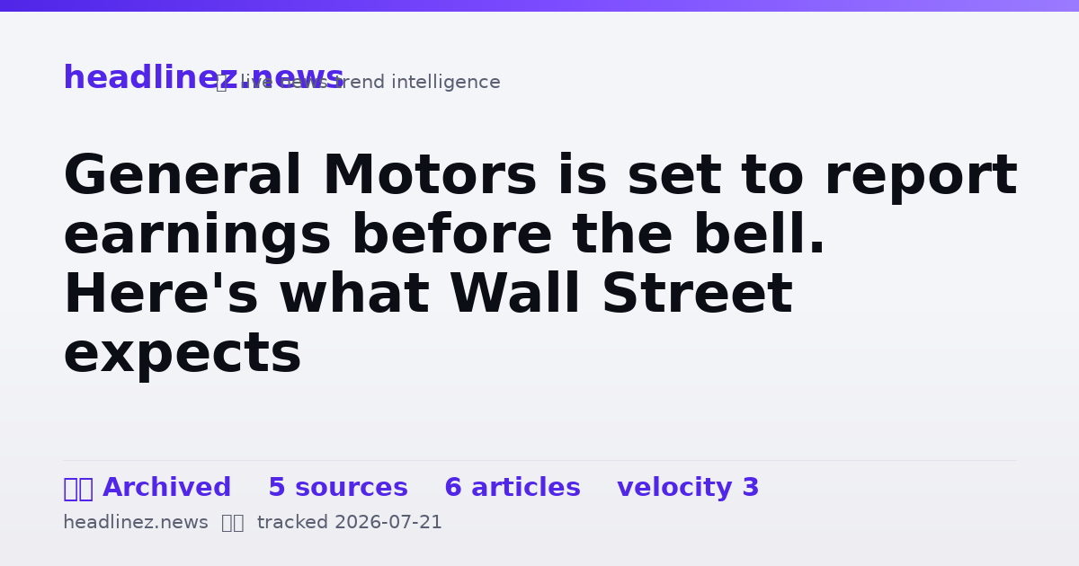 Visual summary for General Motors is set to report earnings before the bell. Here's what Wall Street expects