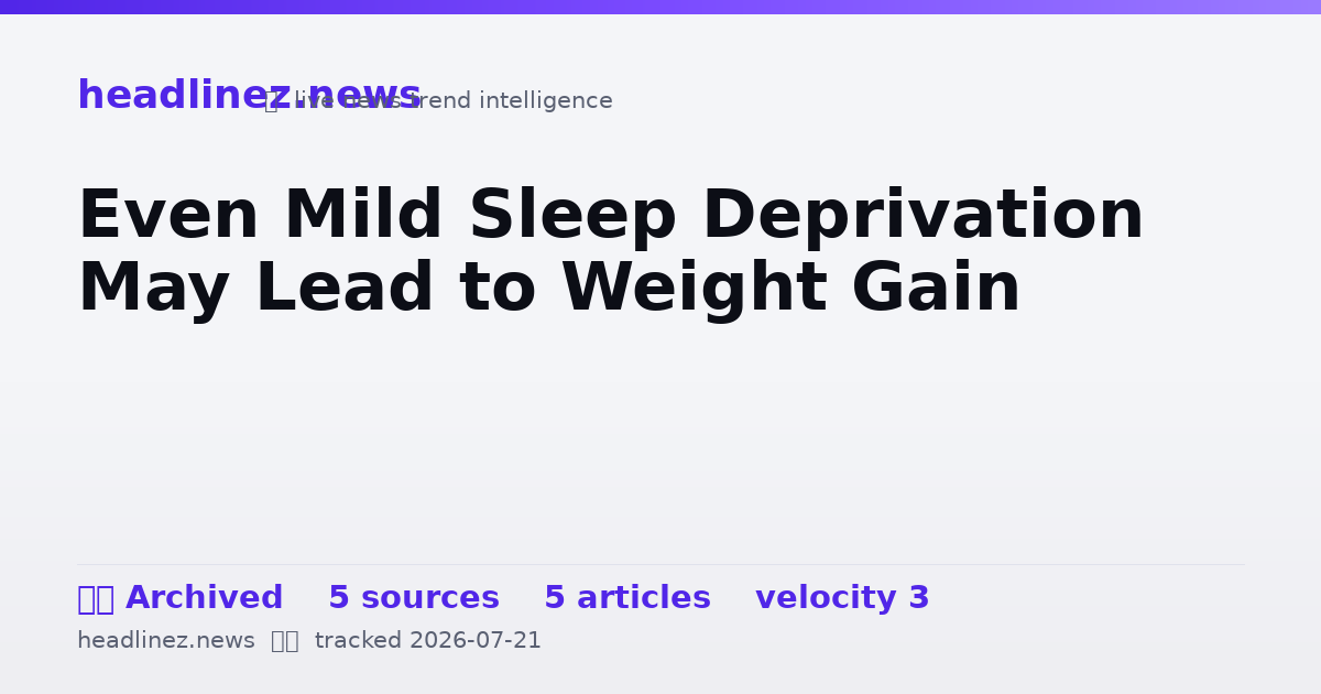 Visual summary for Even Mild Sleep Deprivation May Lead to Weight Gain