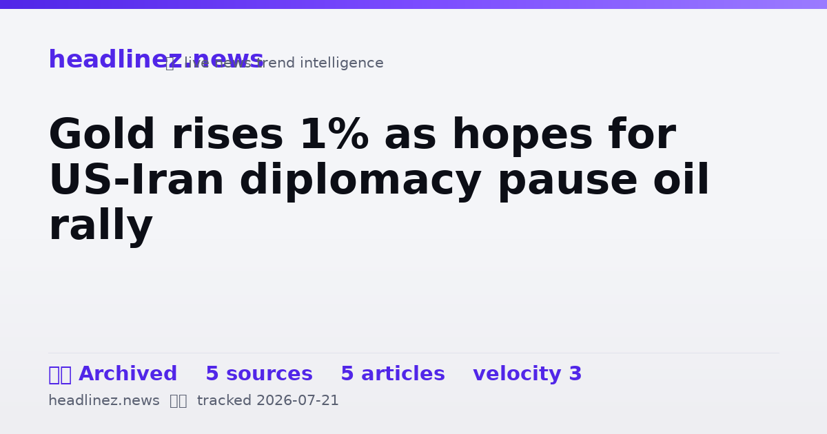 Visual summary for Gold rises 1% as hopes for US-Iran diplomacy pause oil rally