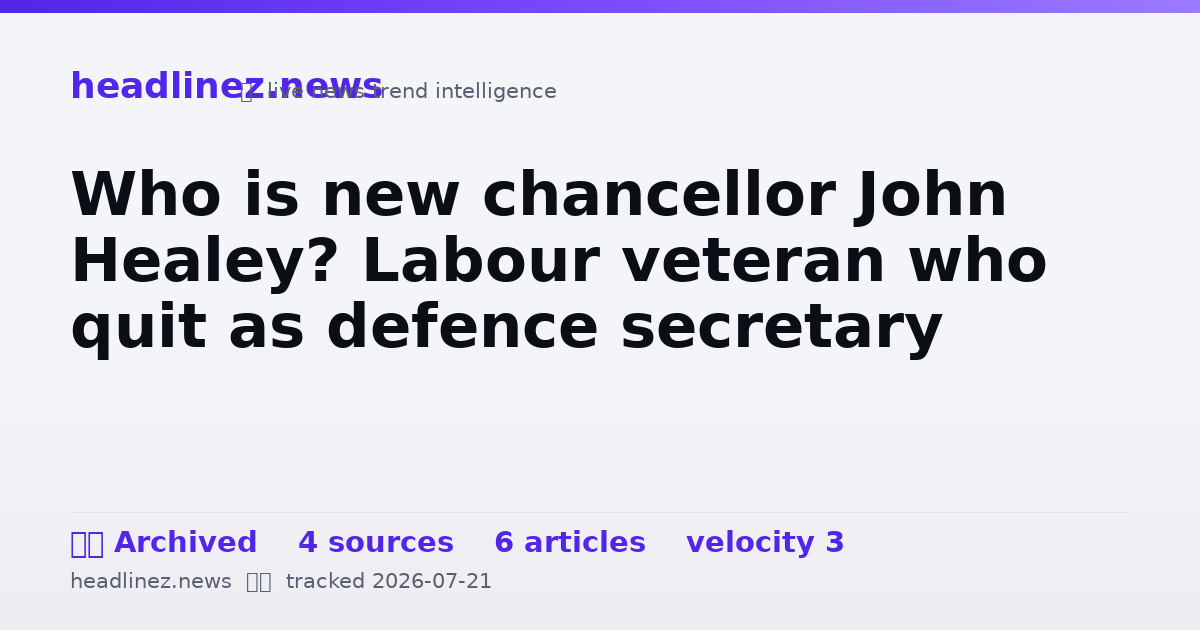 Visual summary for Who is new chancellor John Healey? Labour veteran who quit as defence secretary