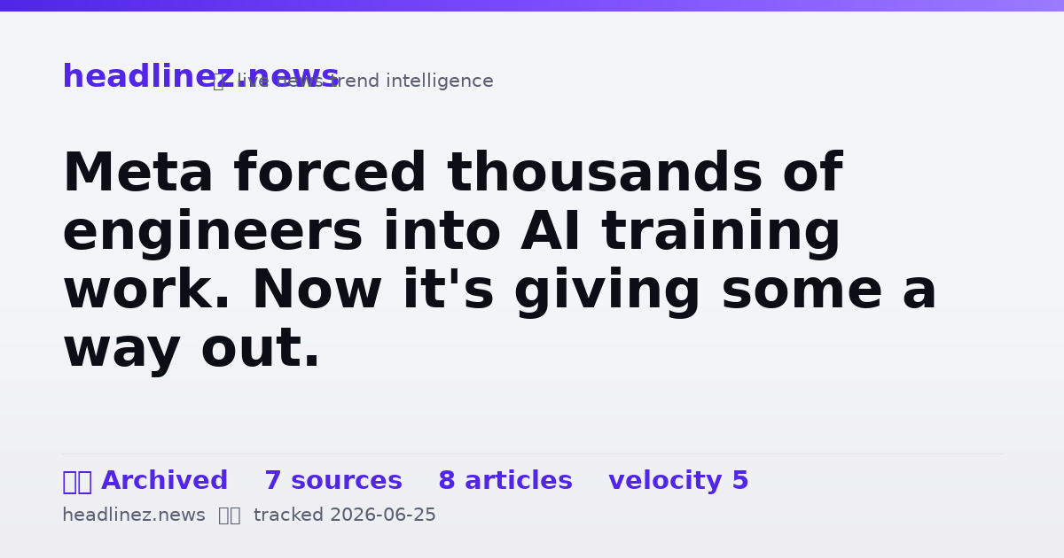 Visual summary for Meta forced thousands of engineers into AI training work. Now it's giving some a way out.