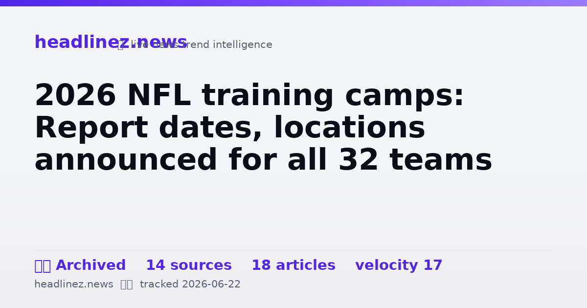 Visual summary for 2026 NFL training camps: Report dates, locations announced for all 32 teams