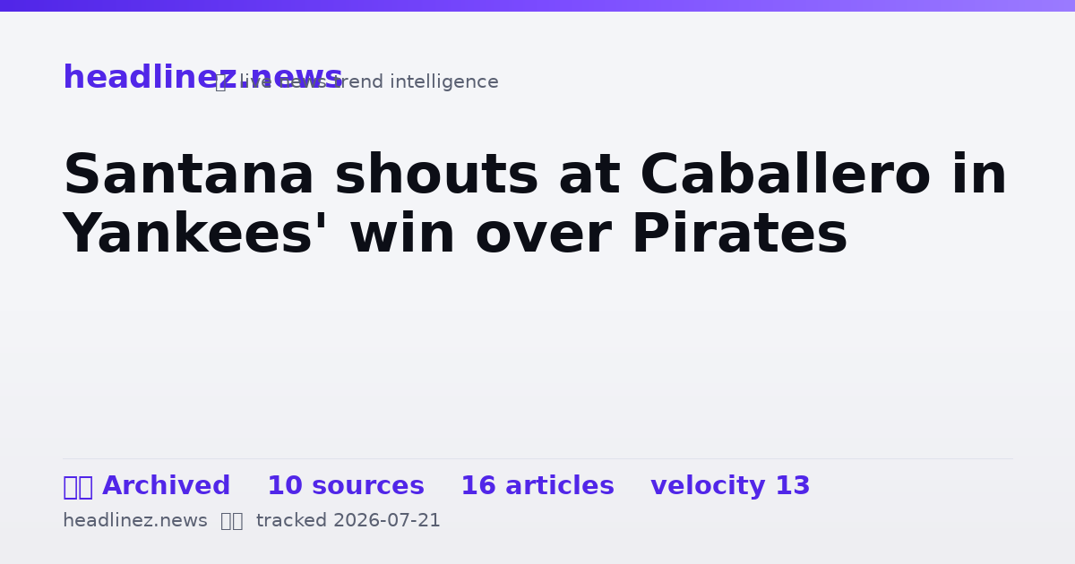 Visual summary for Santana shouts at Caballero in Yankees' win over Pirates