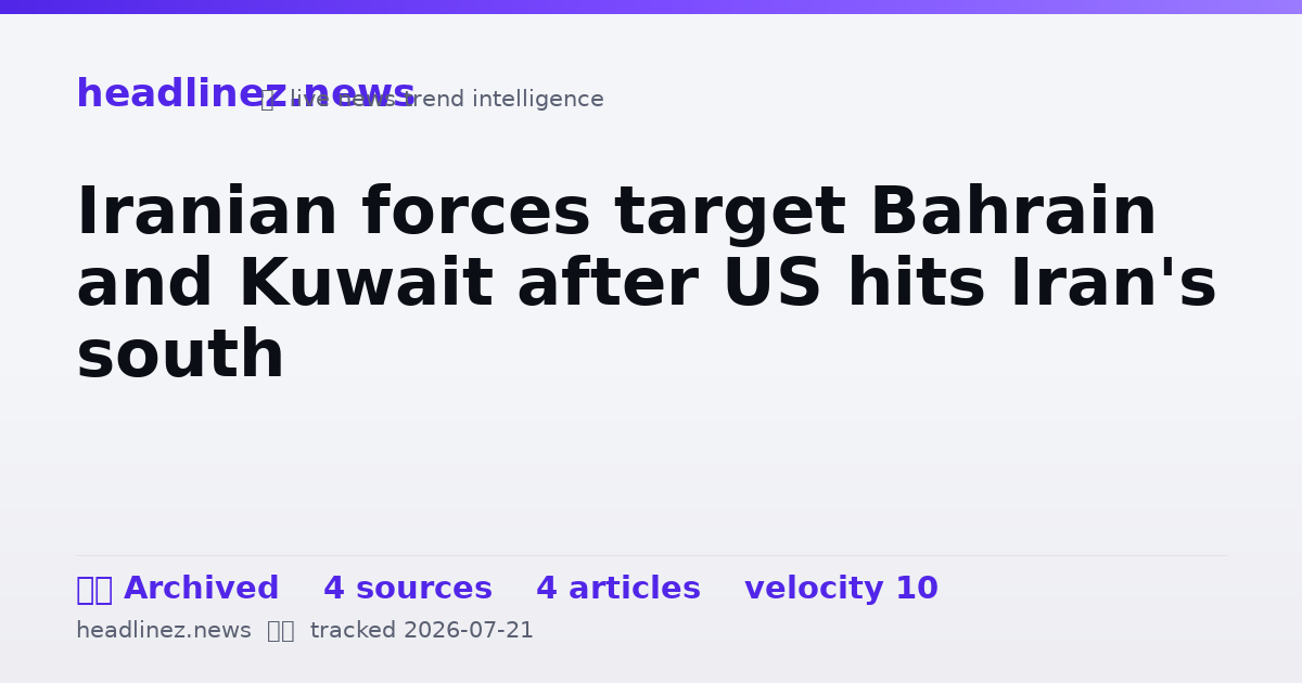 Visual summary for Iranian forces target Bahrain and Kuwait after US hits Iran's south