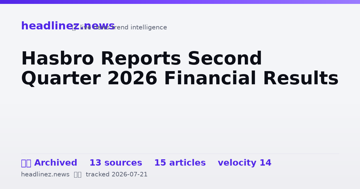 Visual summary for Hasbro Reports Second Quarter 2026 Financial Results