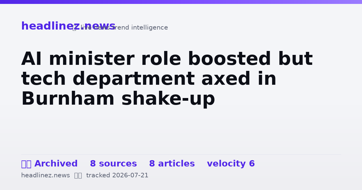 Visual summary for AI minister role boosted but tech department axed in Burnham shake-up