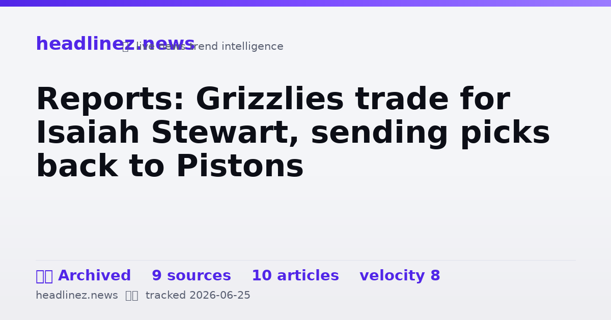Visual summary for Reports: Grizzlies trade for Isaiah Stewart, sending picks back to Pistons