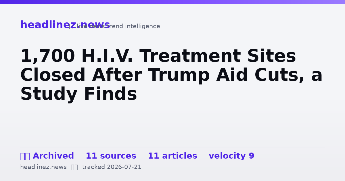 Visual summary for 1,700 H.I.V. Treatment Sites Closed After Trump Aid Cuts, a Study Finds