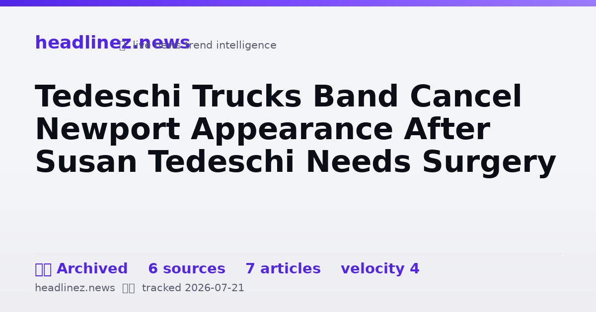 Visual summary for Tedeschi Trucks Band Cancel Newport Appearance After Susan Tedeschi Needs Surgery