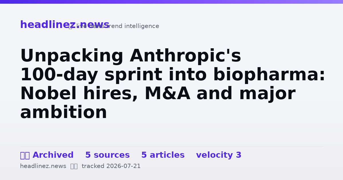 Visual summary for Unpacking Anthropic's 100-day sprint into biopharma: Nobel hires, M&A and major ambition