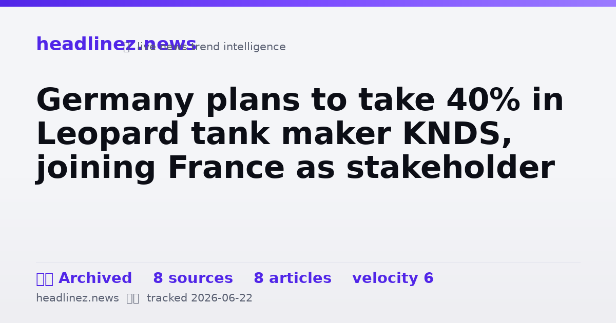 Visual summary for Germany plans to take 40% in Leopard tank maker KNDS, joining France as stakeholder