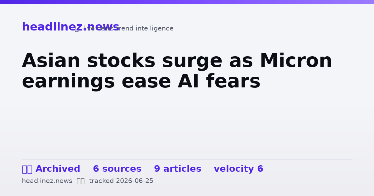 Visual summary for Asian stocks surge as Micron earnings ease AI fears