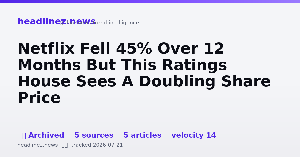 Visual summary for Netflix Fell 45% Over 12 Months But This Ratings House Sees A Doubling Share Price