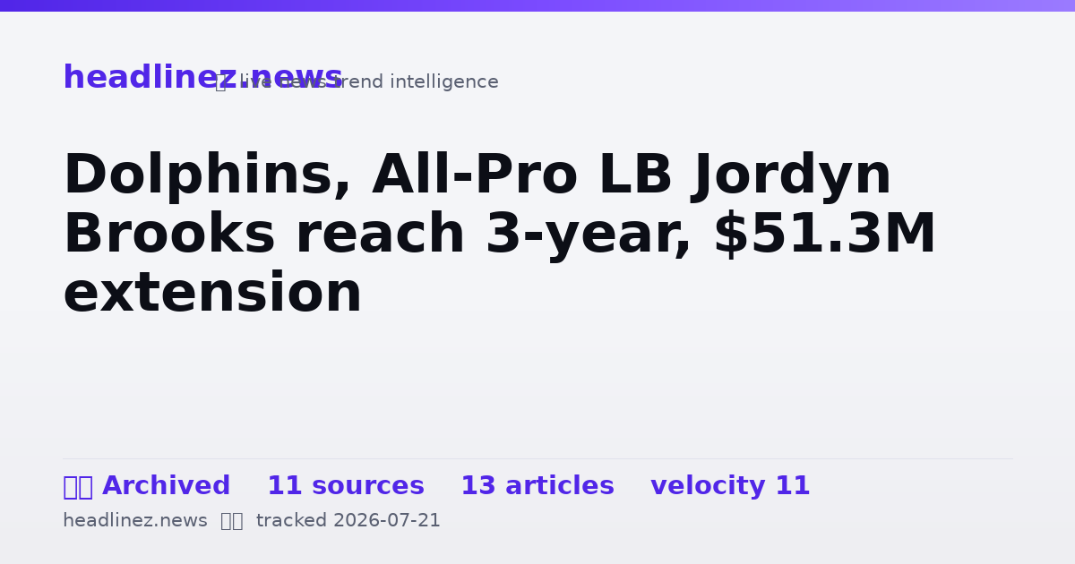 Visual summary for Dolphins, All-Pro LB Jordyn Brooks reach 3-year, $51.3M extension