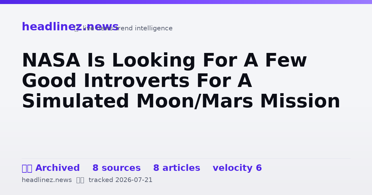 Visual summary for NASA Is Looking For A Few Good Introverts For A Simulated Moon/Mars Mission
