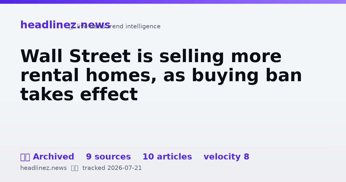Visual summary for Wall Street is selling more rental homes, as buying ban takes effect
