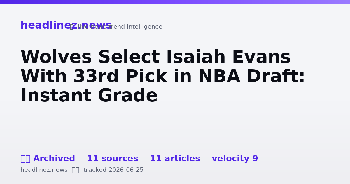 Visual summary for Wolves Select Isaiah Evans With 33rd Pick in NBA Draft: Instant Grade