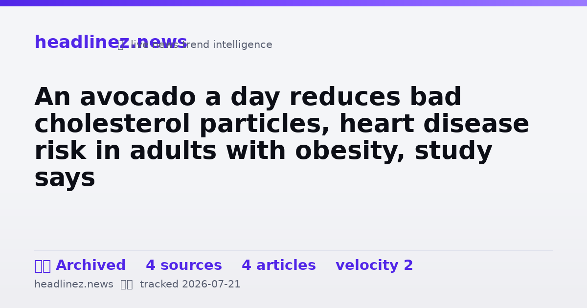 Visual summary for An avocado a day reduces bad cholesterol particles, heart disease risk in adults with obesity, study says