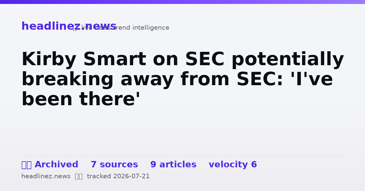 Visual summary for Kirby Smart on SEC potentially breaking away from SEC: 'I've been there'